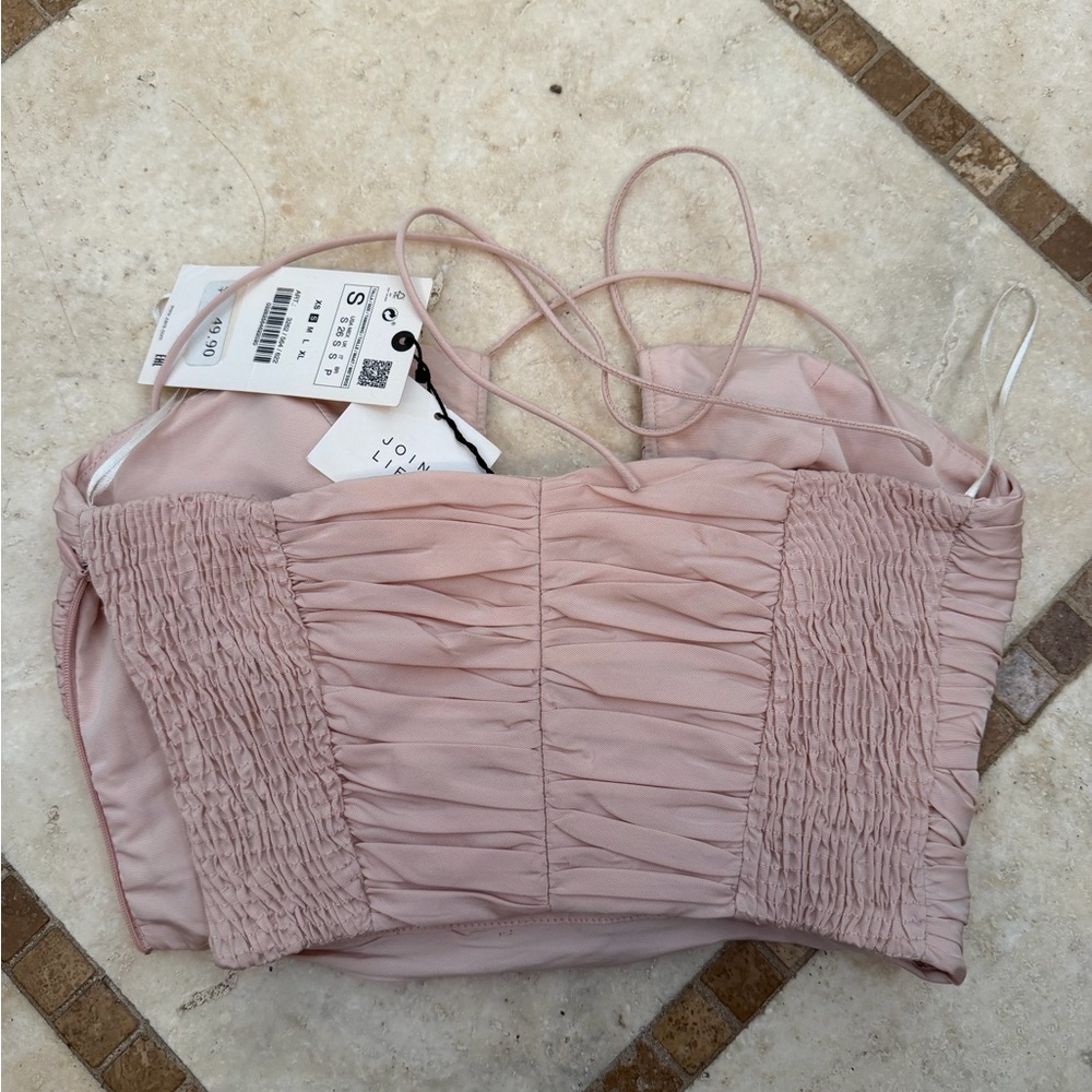 Zara Pink Ruched Halter Top - Picture 3 of 7